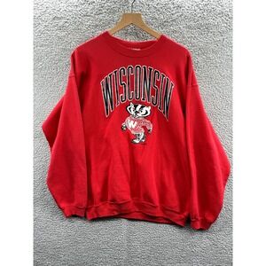 Vintage Wisconsin Badgers Sweatshirt Men's Large Red
